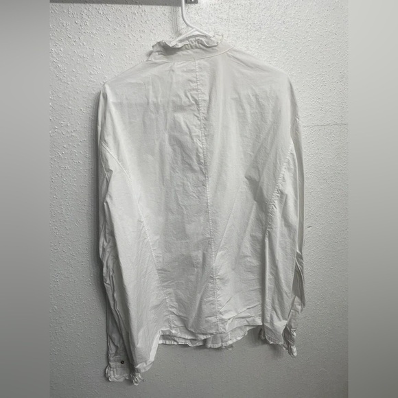 White Ruffled Button-Up Blouse - Picture 2 of 2